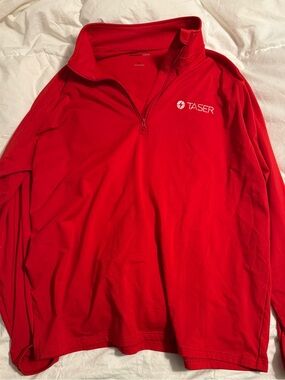 Sport-Tek Men’s Red Quarter-Zip Pullover with TASER Logo